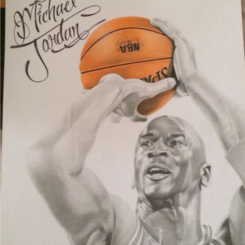 Michael jordan Dynamic Black and White Basketball Drawing